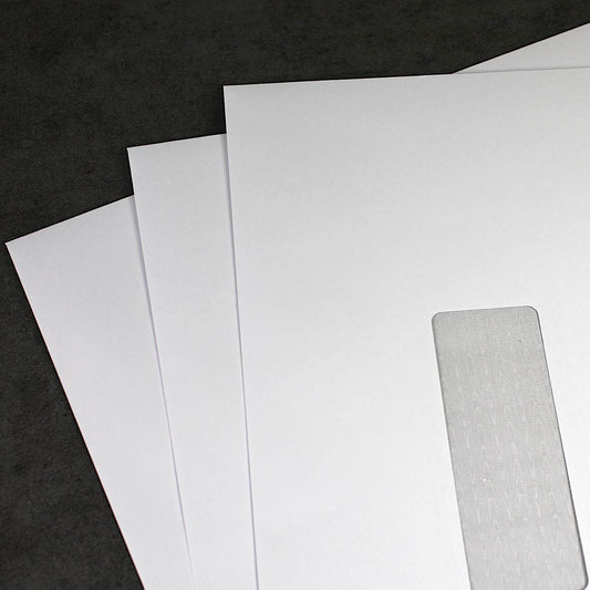 229x324mm C4 White Gummed Window Wallet Envelopes (Window 105x40mm)