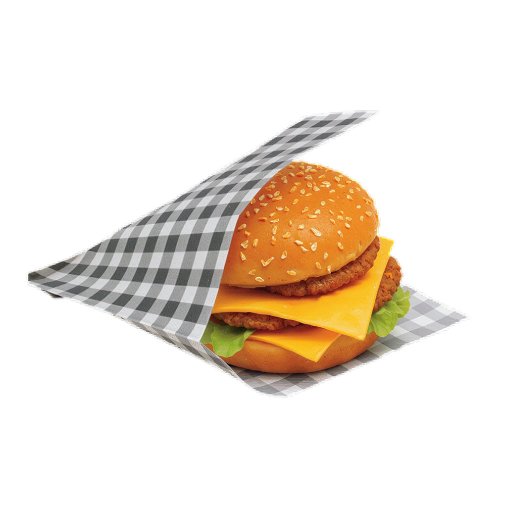 175x162mm Black Gingham Open Sided Bags