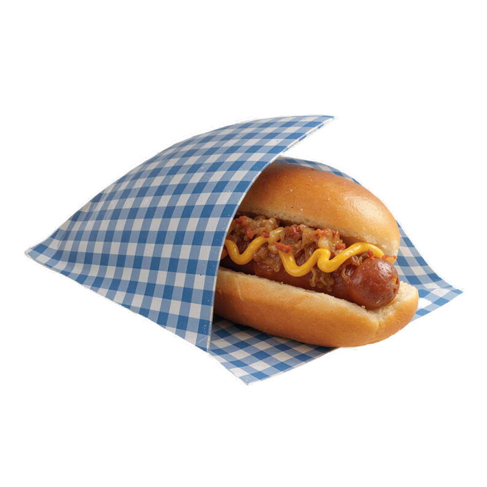 175x162mm Blue Gingham Open Sided Bags
