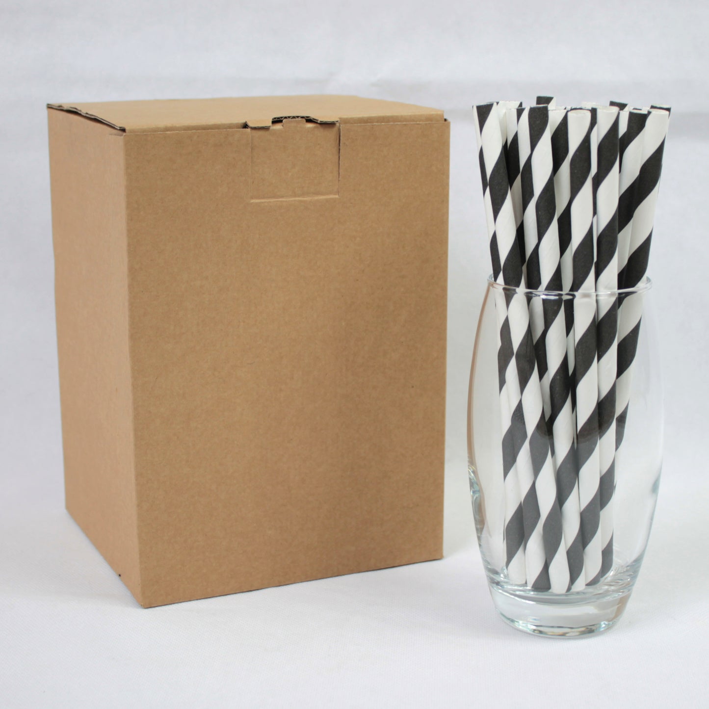 Black Striped Paper Straws (8mm x 200mm)