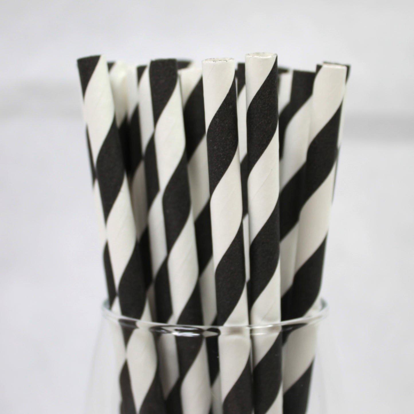 Black Striped Paper Straws (8mm x 200mm)