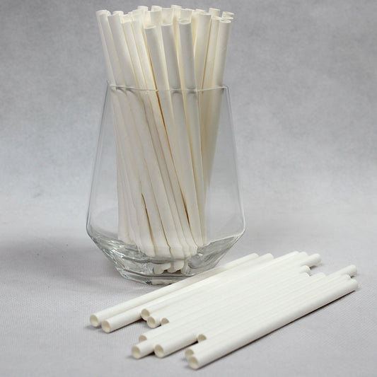 White Cocktail Paper Straws (6mm x 140mm)