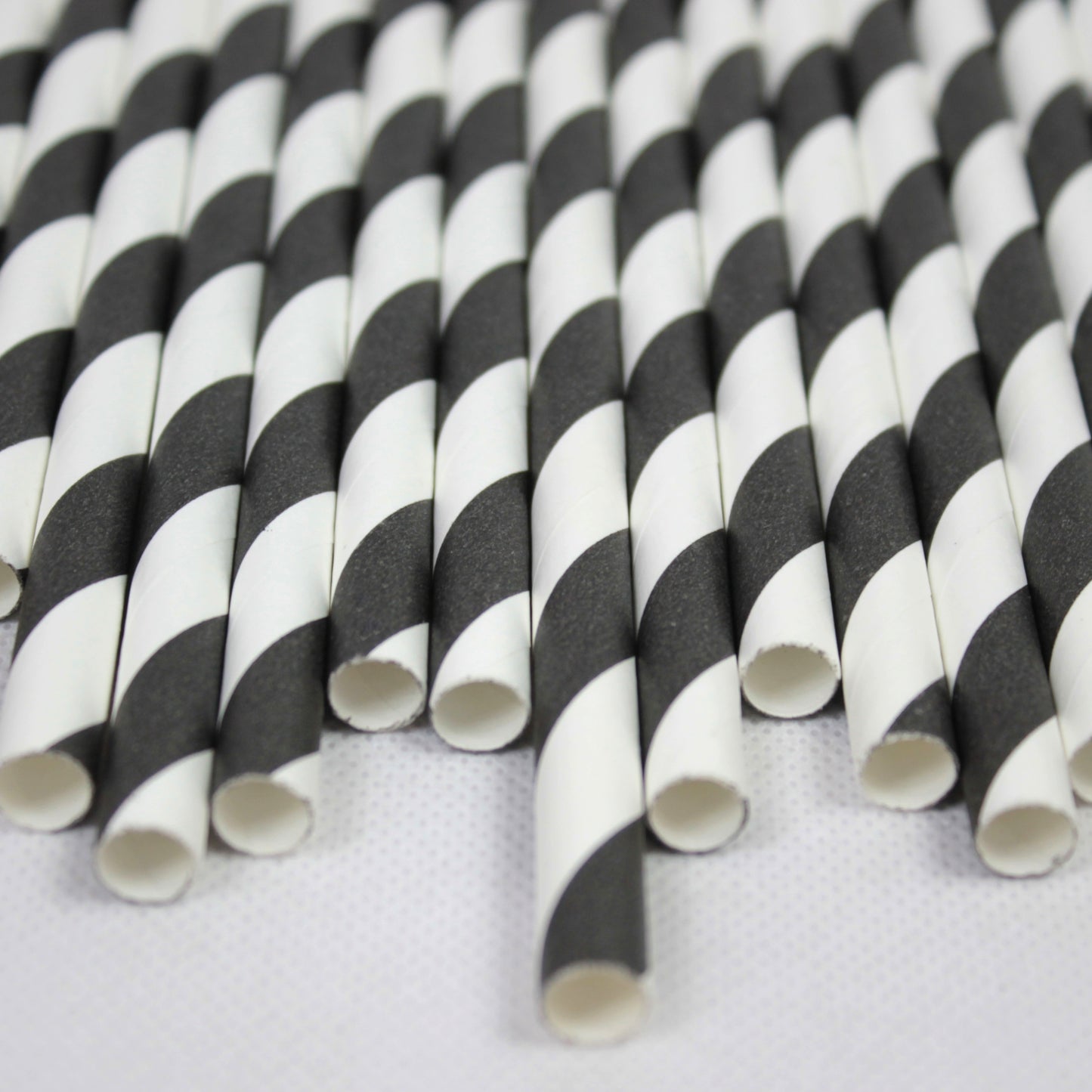 Black Striped Paper Straws (8mm x 200mm)
