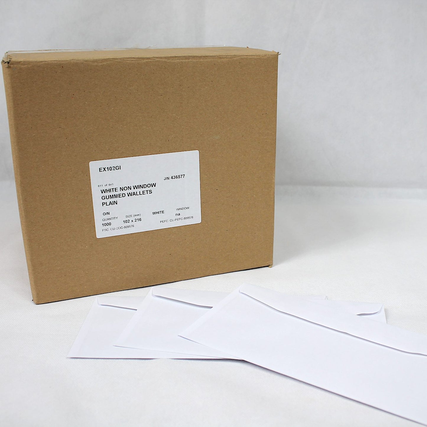 102x216mm White Gummed Envelopes (None Window)