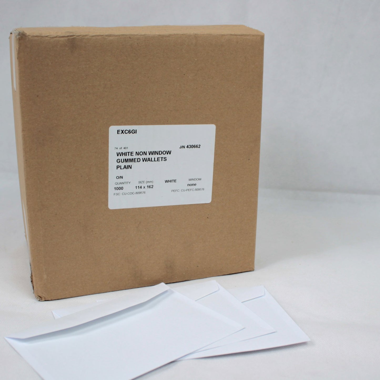 114x162mm C6 White Gummed Envelopes (None Window)