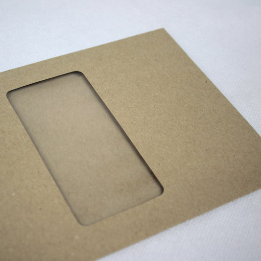 121x235mm DL+ Manilla Gummed Envelopes (Window 90x45mm / 125mm left, 16mm)