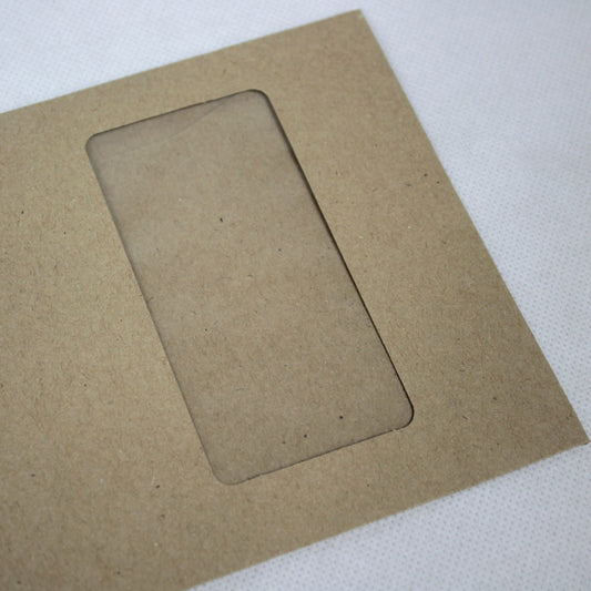 121x235mm DL+ Manilla Gummed Envelopes (Window 90x45mm / 159mm left, 16mm)