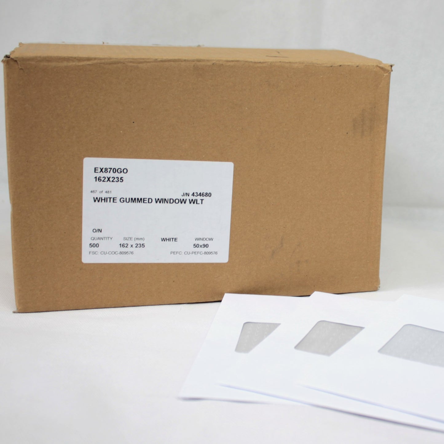 162x235mm C5+ White Gummed Envelopes (Window 50x90mm / Outside Seams)