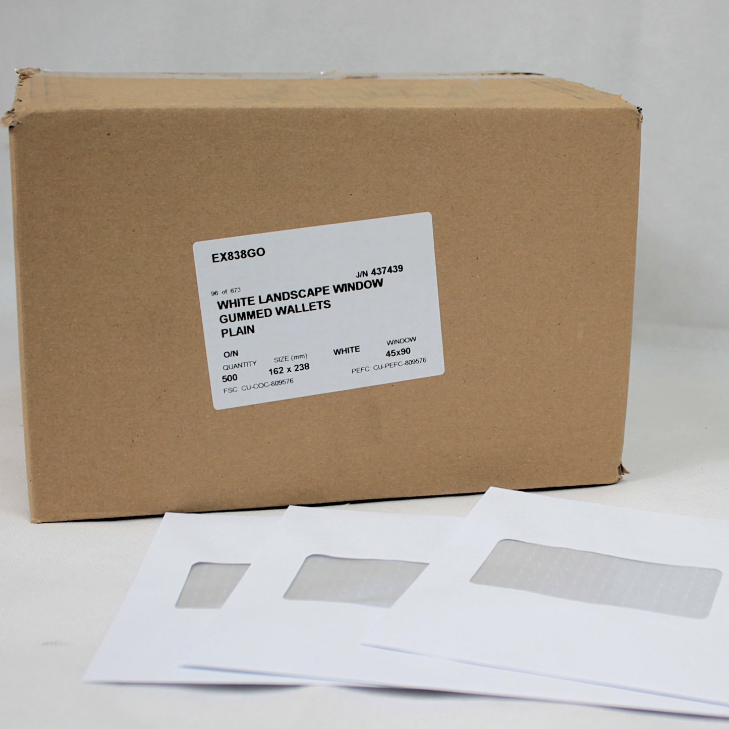 162x238mm C5+ White Gummed Envelopes (Window 45x90mm / 20mm left, 60mm up)
