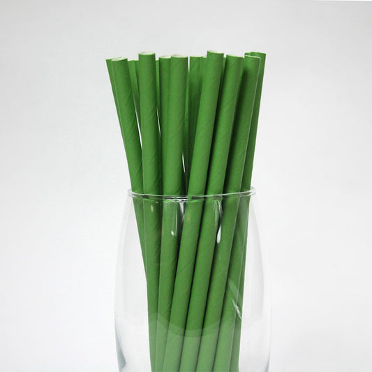 Green Paper Straws (8mm x 200mm) - Quality Drinking Straws for Smoothies and Milkshakes - Intrinsic Paper Straws