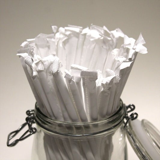 Individually Wrapped White Paper Straws (10mm x 200mm)