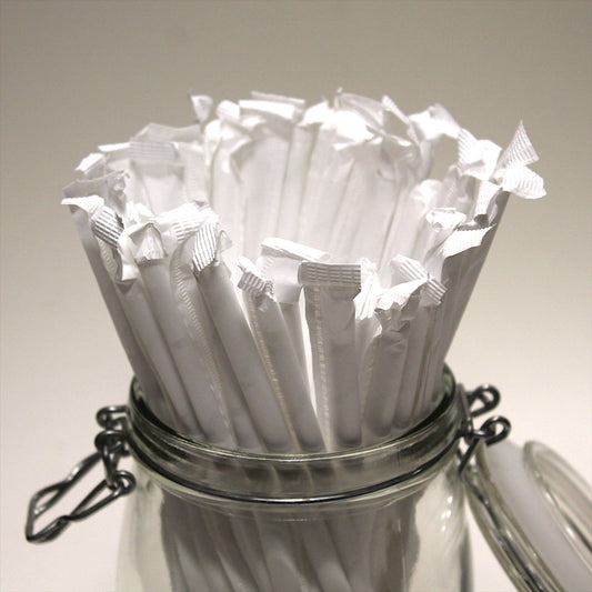 Individually Wrapped White Paper Straws (8mm x 200mm)