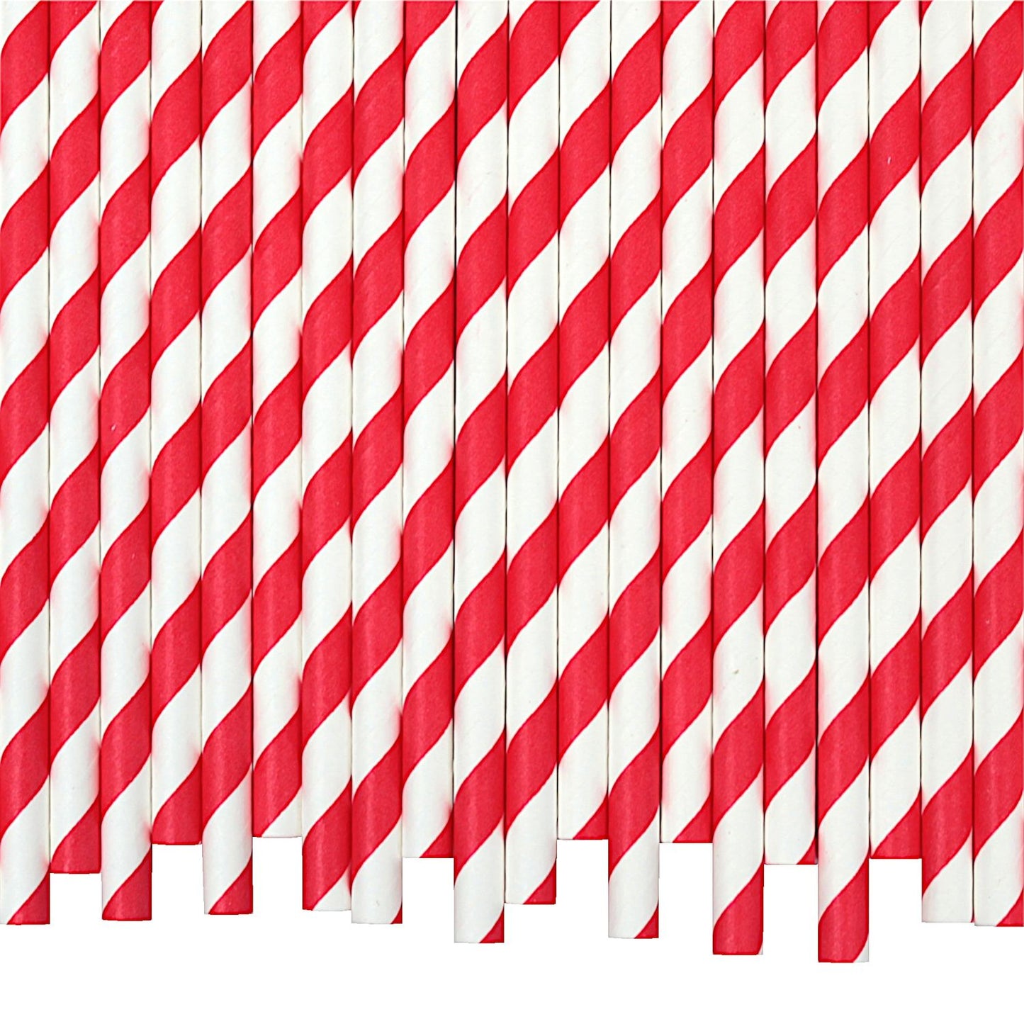 Bright Red & White Striped Paper Straws (6mm x 200mm) - Quality Drinking Straws - Intrinsic Paper Straws