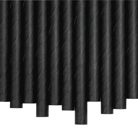 Black Paper Straws (8mm x 200mm) - Quality Drinking Straws for Smoothies and Milkshakes - Intrinsic Paper Straws
