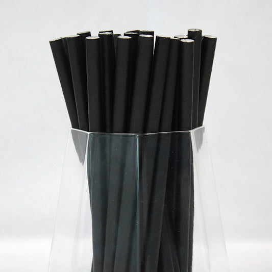 Black Cocktail Paper Straws (6mm x 140mm) - Intrinsic Paper Straws
