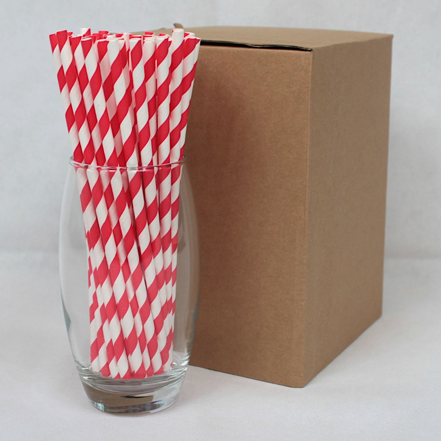 Bright Red Striped Paper Straws (6mm x 200mm)