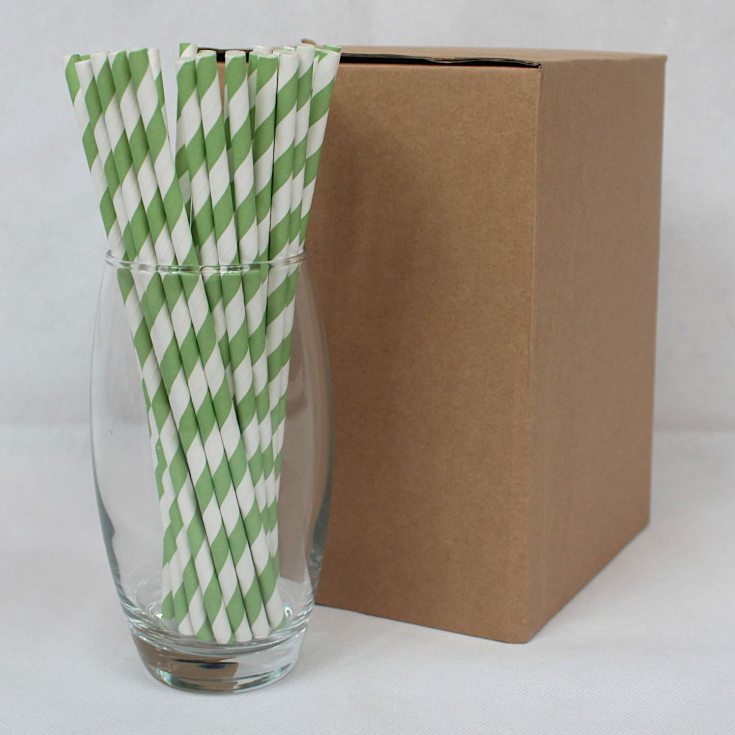 Green & White Striped Paper Straws (6mm x 200mm) - Intrinsic Paper Straws