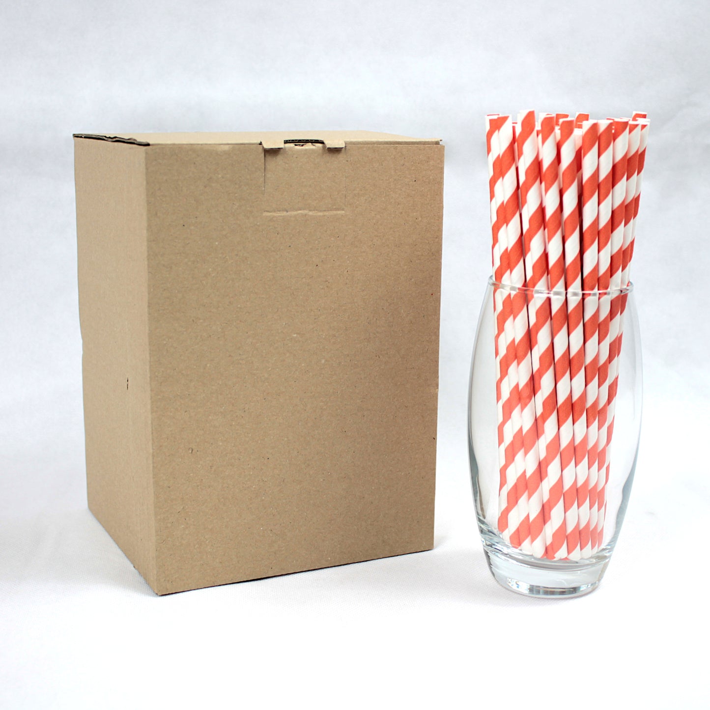 Orange Striped Paper Straws (6mm x 200mm)