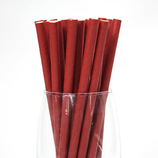 Red Paper Straws (8mm x 200mm) - Quality Drinking Straws for Smoothies and Milkshakes - Intrinsic Paper Straws