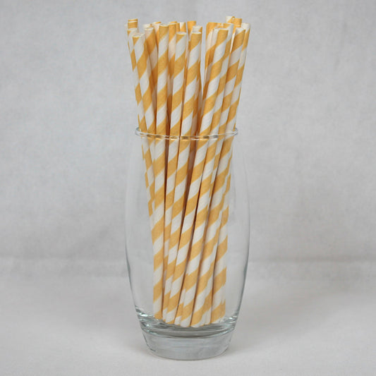 Yellow Striped Paper Straws (6mm x 200mm)