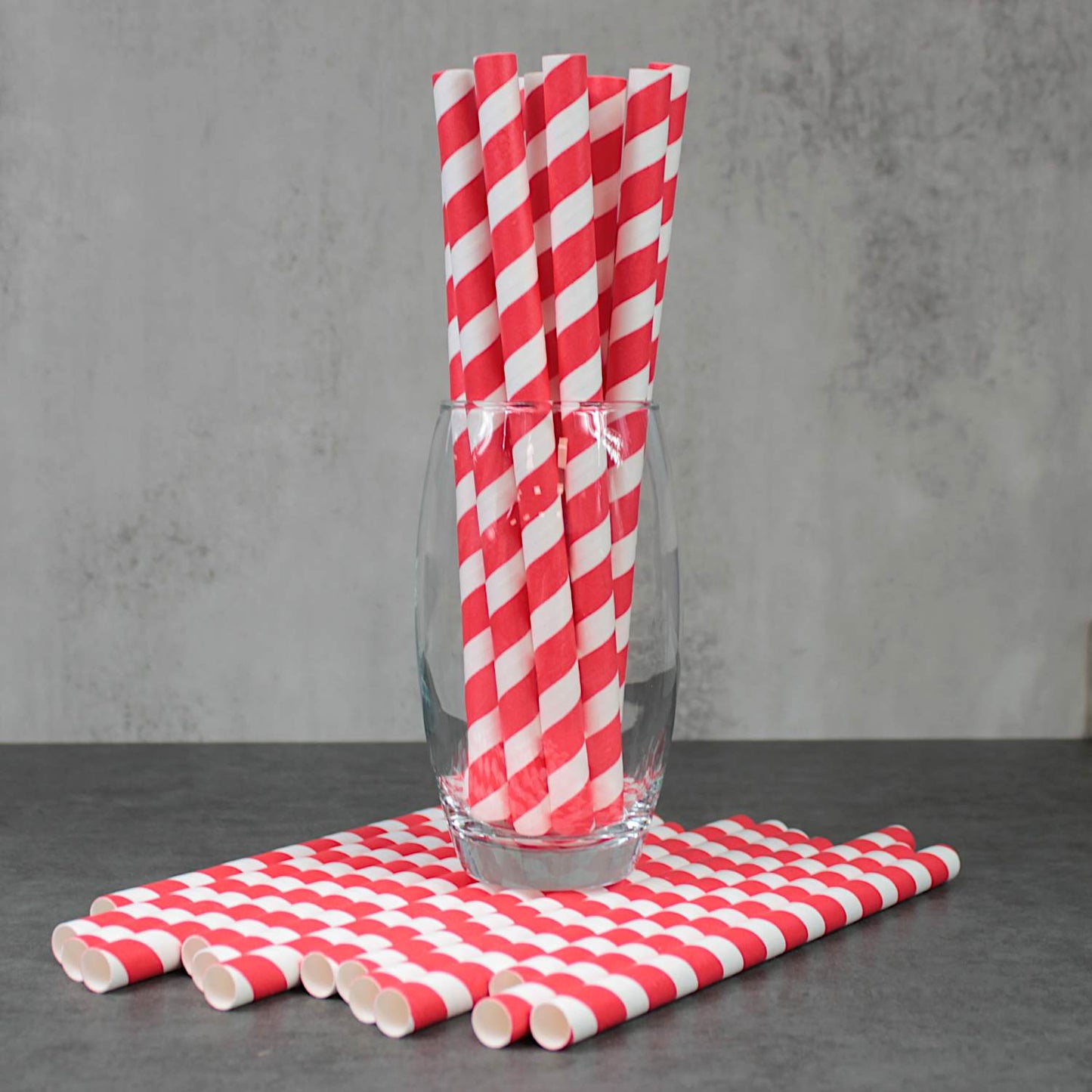 Red Striped Paper Straws (12mm x 230mm)