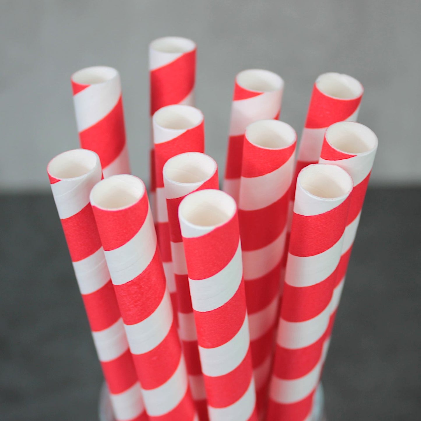 Red Striped Paper Straws (12mm x 230mm)