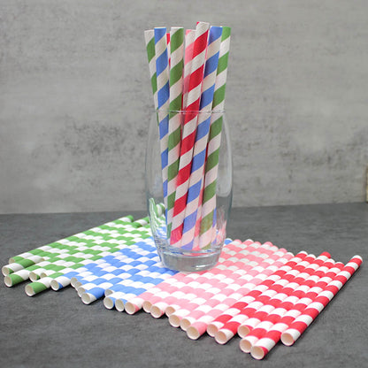 Mixed Striped Paper Straws (10mm x 200mm)