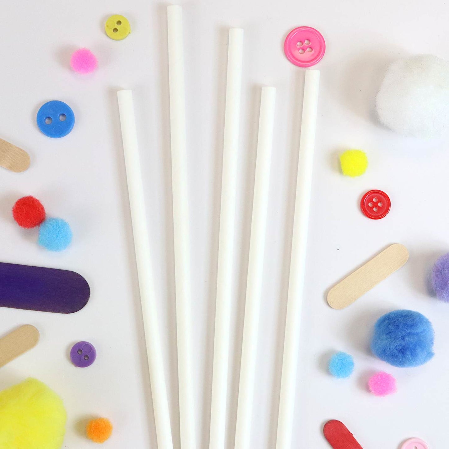 White Craft Paper Straws (6mm x 200mm)