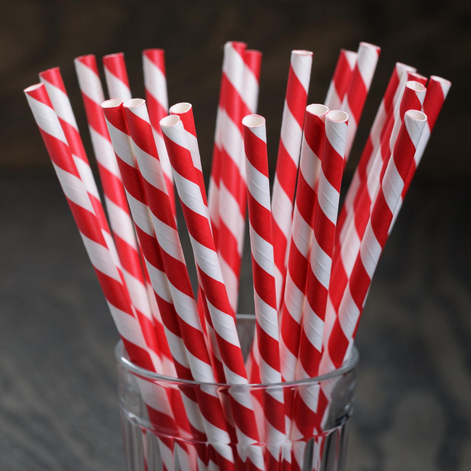 Red Striped Paper Straws