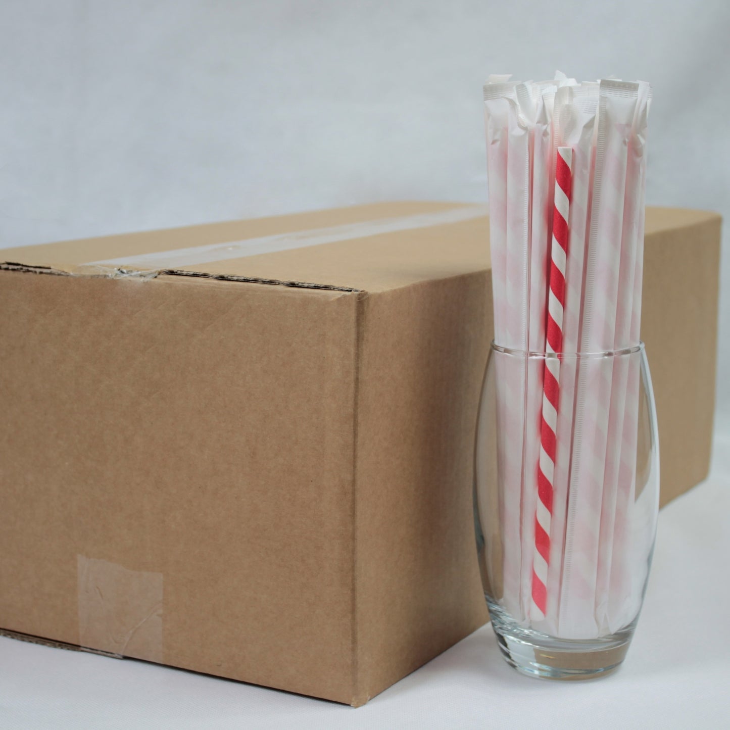 Individually Wrapped Bright Red Striped Paper Straws (6mm x 200mm)
