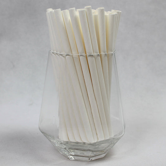 White Cocktail Paper Straws (6mm x 140mm)