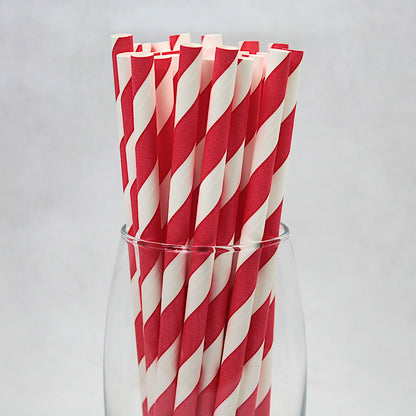 Red Striped Paper Straws (8mm x 200mm)