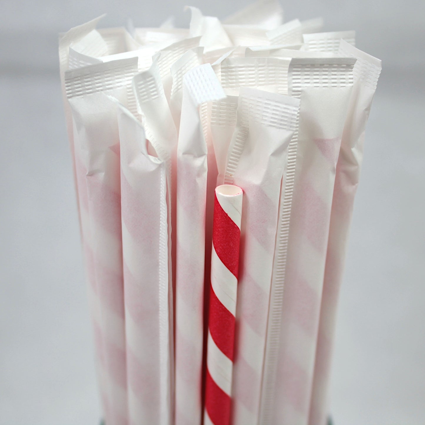 Individually Wrapped Bright Red Striped Paper Straws (6mm x 200mm)