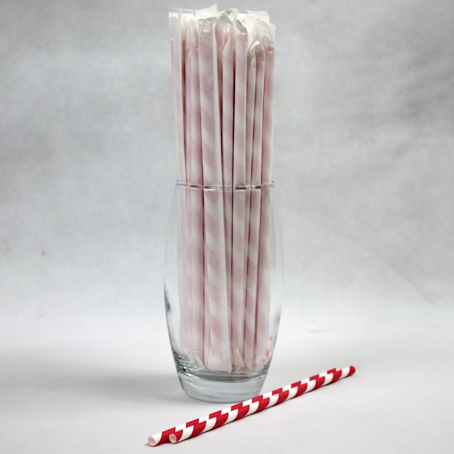 Individually Wrapped Bright Red Striped Paper Straws (6mm x 200mm)
