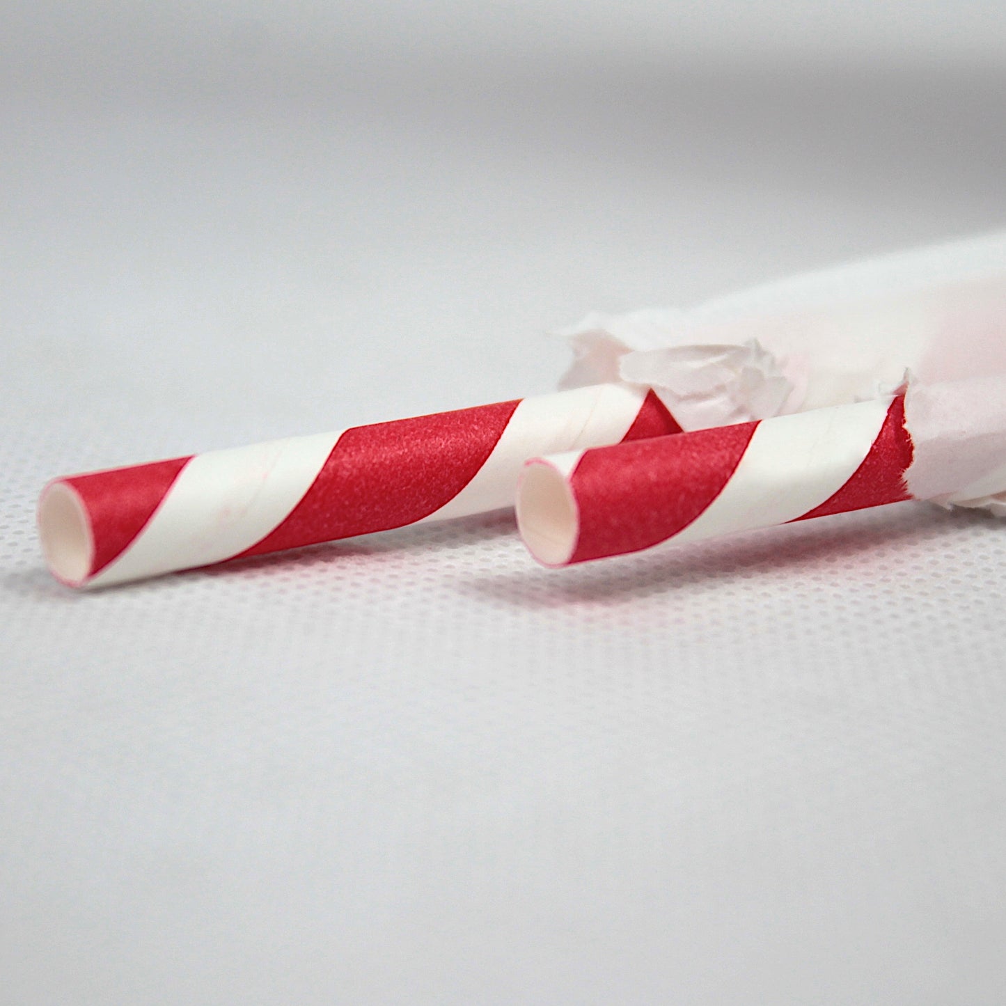 Individually Wrapped Bright Red Striped Paper Straws (6mm x 200mm)