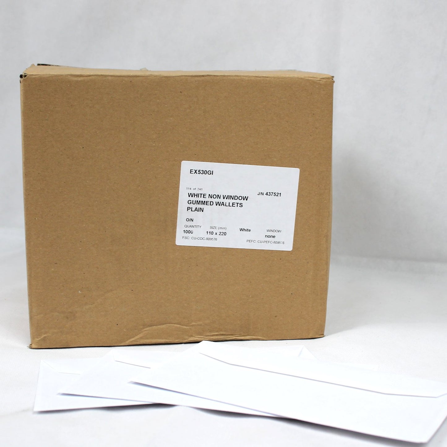110x220mm DL White Gummed Envelopes (None Window)