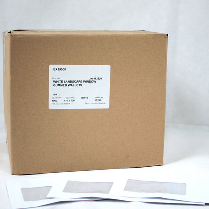 110x220mm DL White Gummed Envelopes (Window 50x90mm)