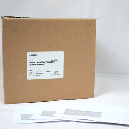 110x220mm DL White Gummed Envelopes (Window 35x90mm)