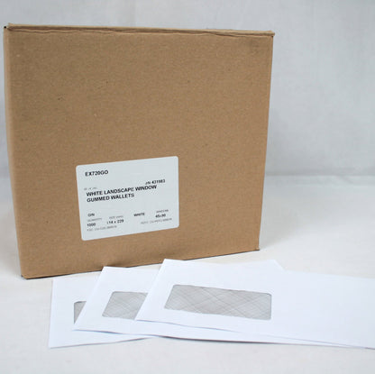 114x229mm DL+ White Gummed Envelopes (Window 45x90mm)