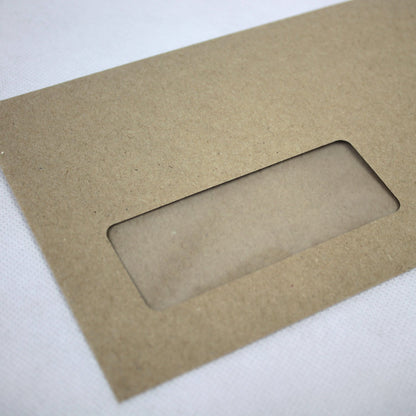 121x235mm DL+ Manilla Gummed Envelopes (Window 35x90mm)