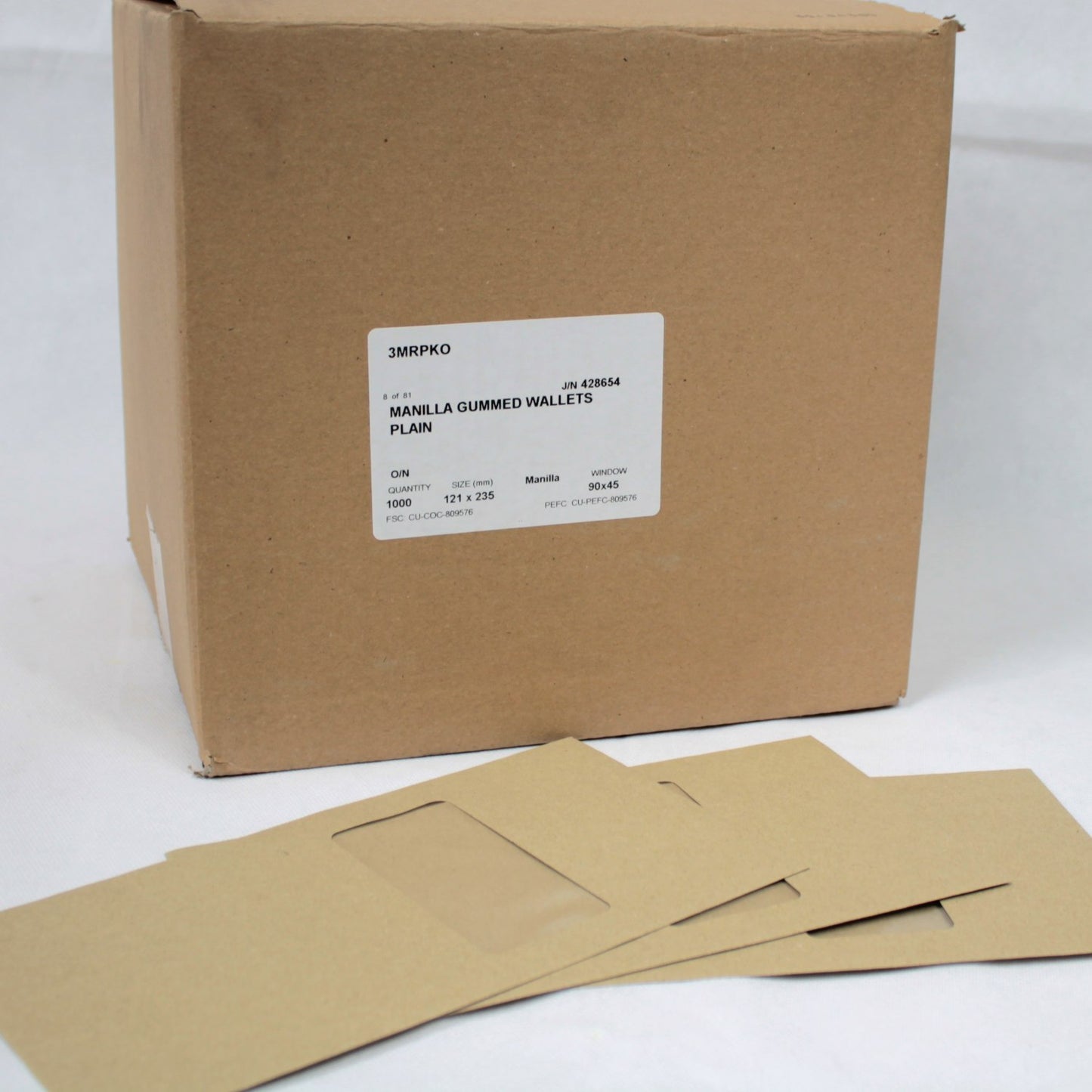121x235mm DL+ Manilla Gummed Envelopes (Window 90x45mm / 125mm left, 16mm)