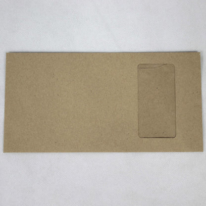 121x235mm DL+ Manilla Gummed Envelopes (Window 90x45mm / 159mm left, 16mm)