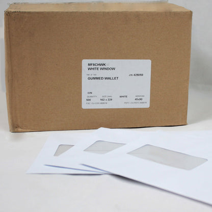 162x229mm C5 White Gummed Envelopes (Window 45x90mm / Inside Seams)
