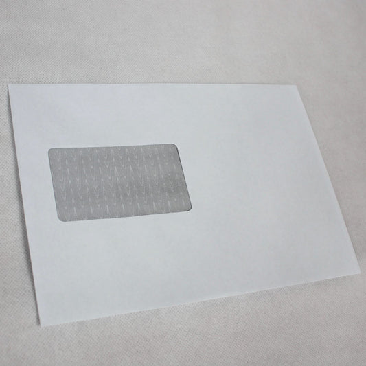 162x229mm C5 White Gummed Envelopes (Window 50x90mm / Outside Seams)