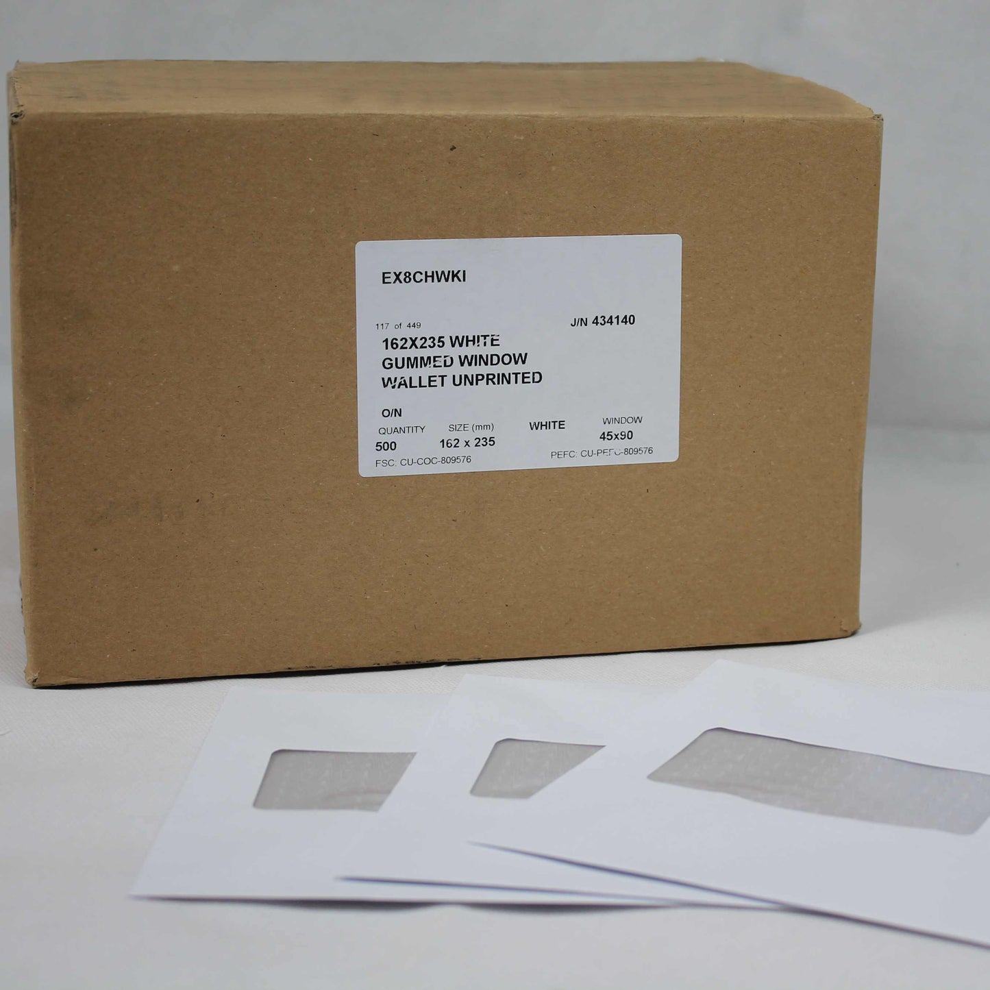 162x235mm C5+ White Gummed Envelopes (Window 45x90mm / Inside Seams)
