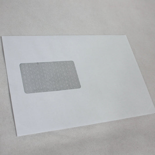 162x235mm C5+ White Gummed Envelopes (Window 50x90mm / Outside Seams)