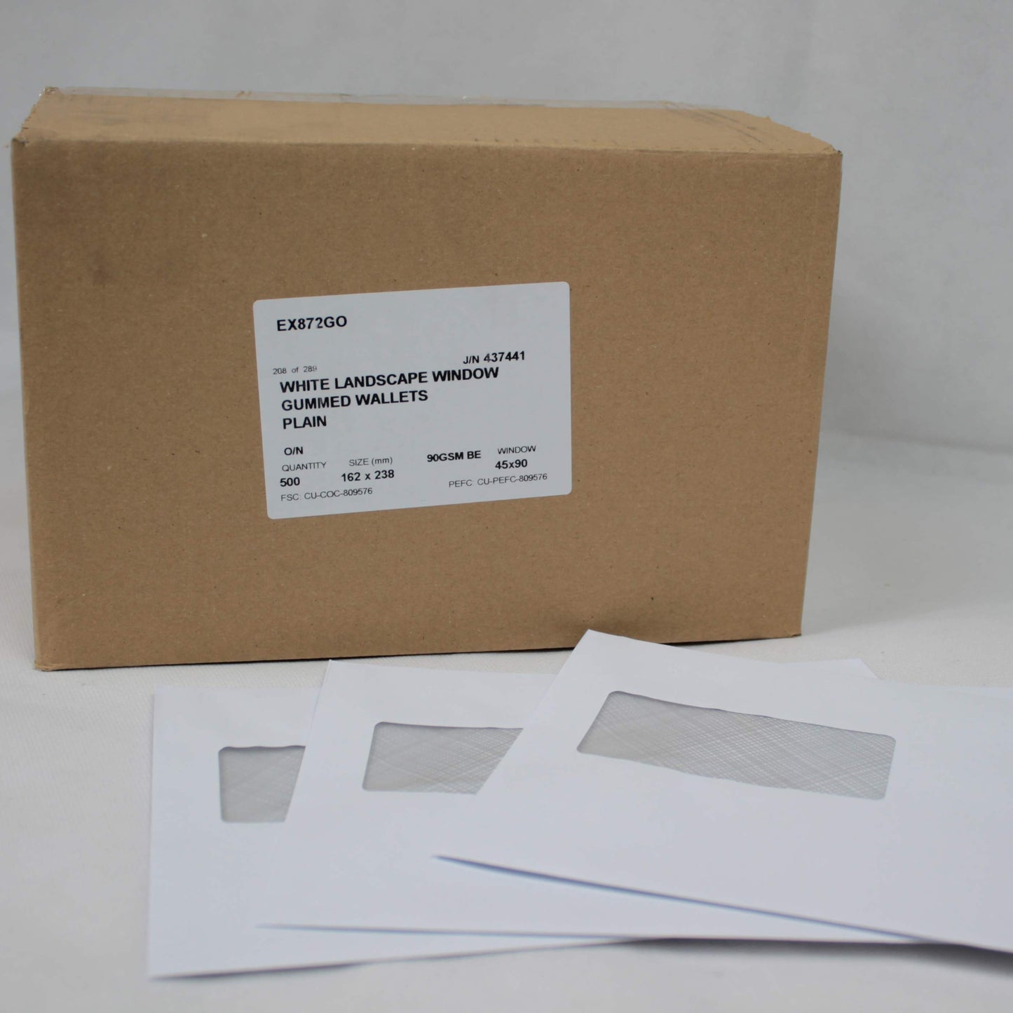162x238mm C5+ White Gummed Envelopes (Window 45x90mm / 18mm left, 72mm up)
