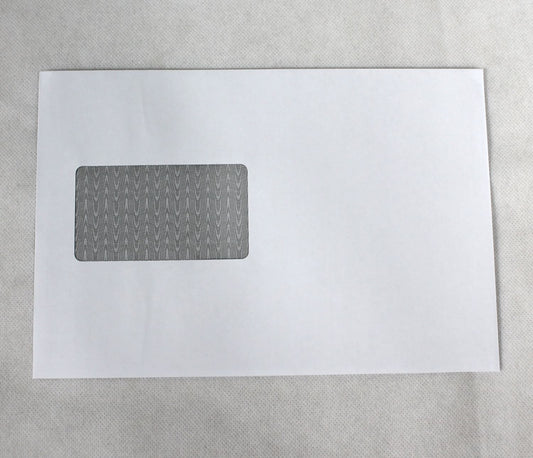 162x238mm C5+ White Gummed Envelopes (Window 50x90mm / 20mm left, 60mm up)