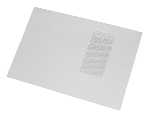 162x235mm C5+ White Gummed Envelopes (Window 90x45mm / 140mm left, 50mm up) - Box of 500 - Intrinsic Paper Straws