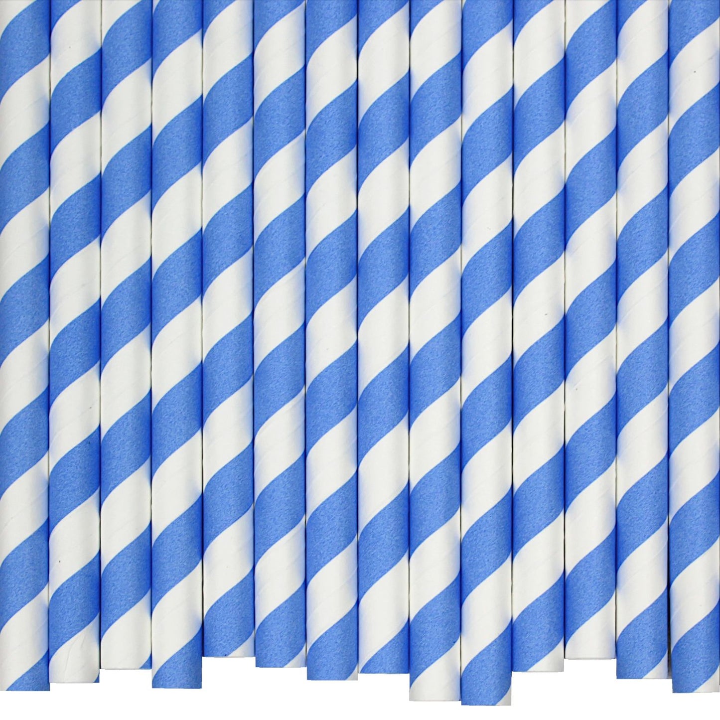 Blue & White Striped Paper Straws (10mm x 200mm) - Quality Drinking Straws for Smoothies and Milkshakes - Intrinsic Paper Straws